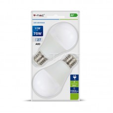 LED Крушка - 11W E27 A60 Термо Пластик 2700K 2Бр/Блистер